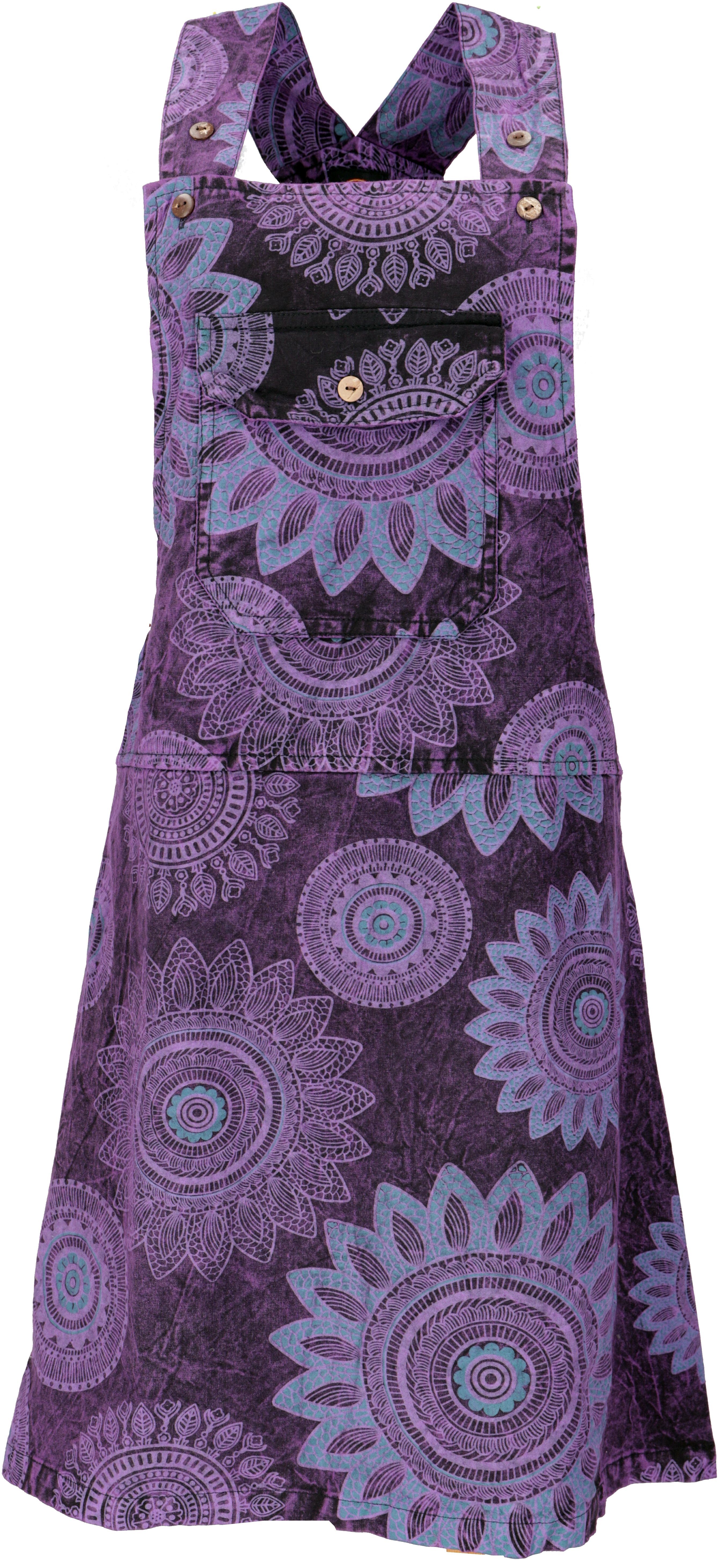 Guru-Shop Minirock Boho Latzrock, Trägerkleid, Latzkleid - lila alternative Bekleidung