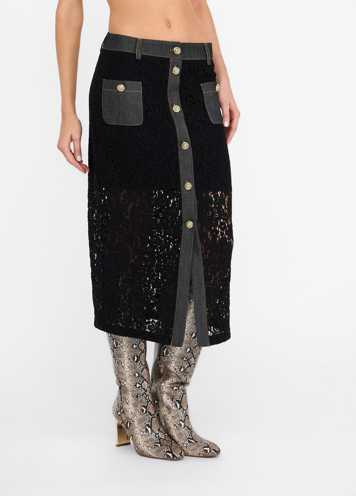 Liu Jo Midirock - Rock aus Spitze mit Denim Details