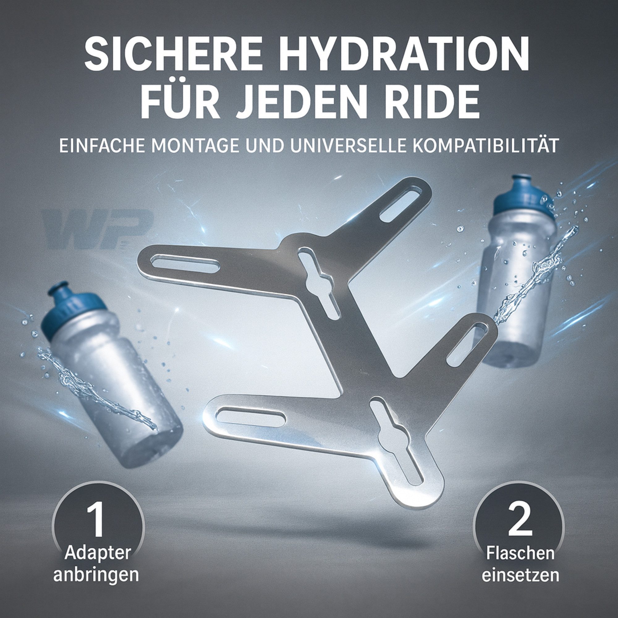 WP-S Fahrrad-Flaschenhalter Adapter für doppelten Getränkehalter Fahrrad Flaschenhalter, (Doppel-Flaschenhalter-Adapter für Montage an Standard-Befestigung), Rostfreier Edelstahl, stufenlos verstellbar, flexibles Langloch-Design
