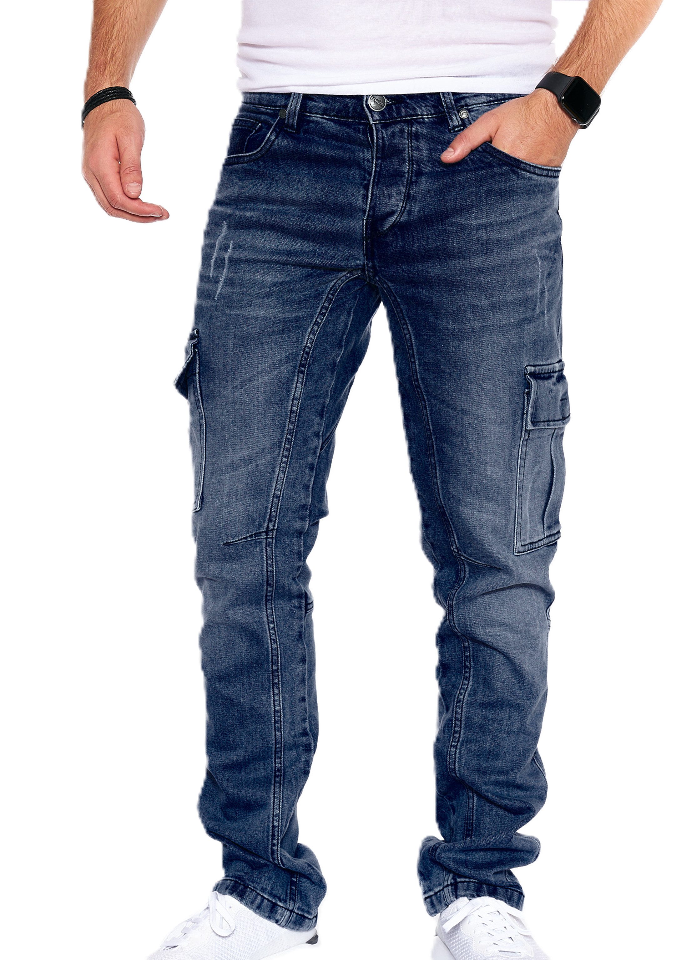 Cargohose 8003 Herren Cargohose Cargo Jeans Hose für Männer Jungen Regular Denim