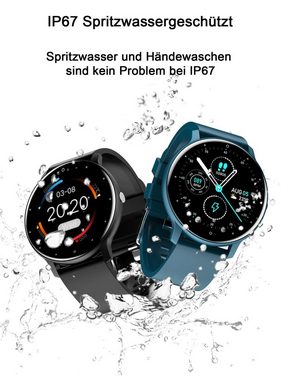 TPFNet SW01 mit individuell einstellbarem Display Smartwatch (Android), Armbanduhr mit Musiksteuerung, Herzfrequenz, Schrittzähler, Kalorien, Social Media etc., Rosa