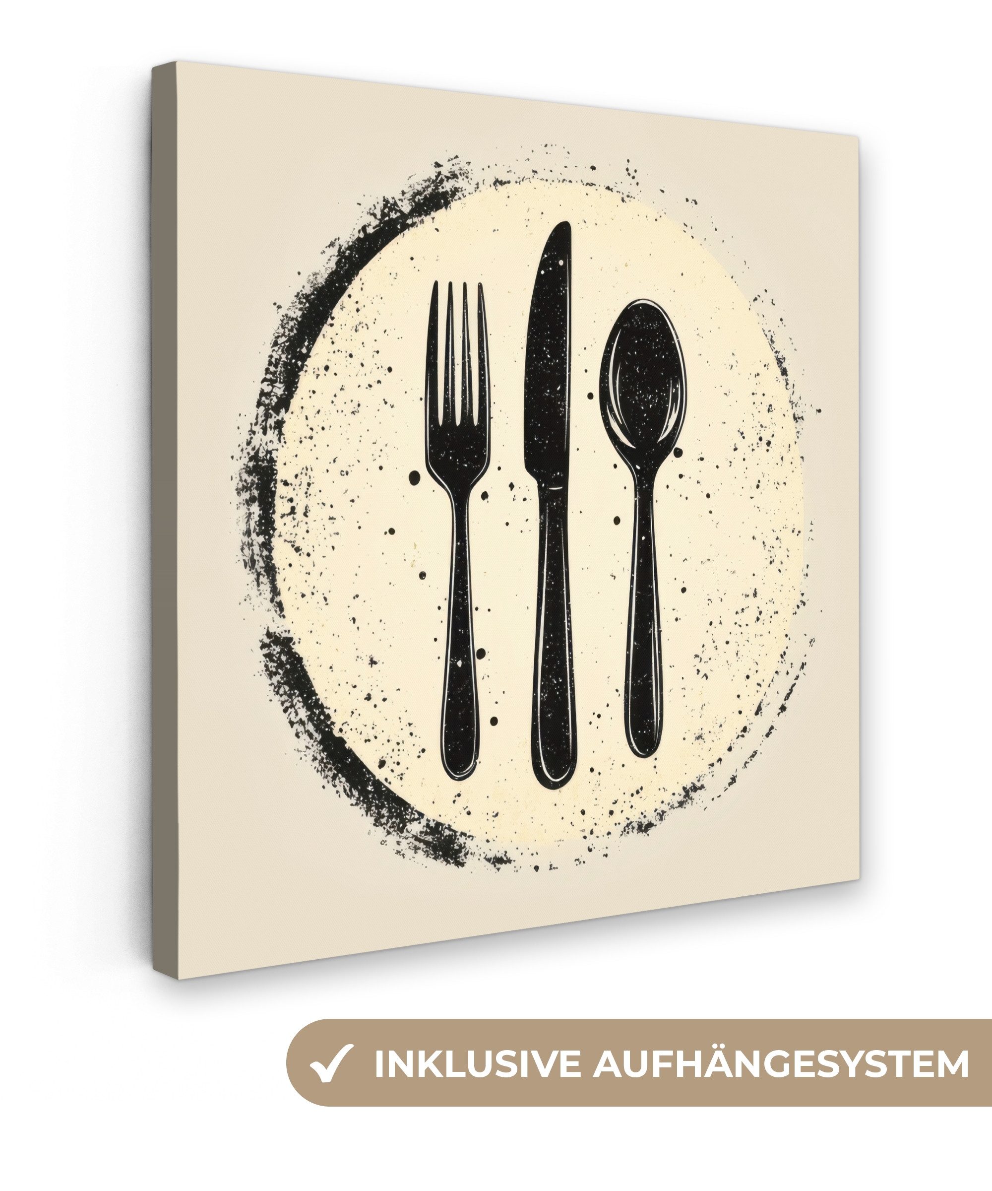 OneMillionCanvasses® Leinwandbild Schwarz - Besteck - günstig online kaufen