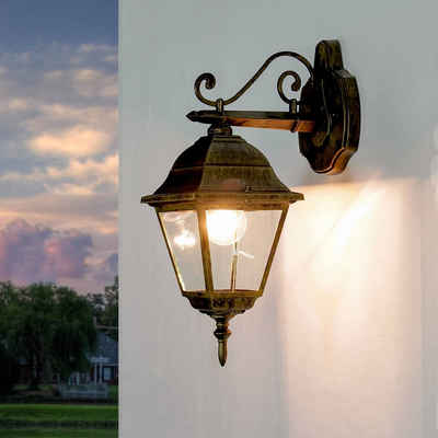 Licht-Erlebnisse Außen-Wandleuchte REIMS, ohne Leuchtmittel, Wandlampe außen in Gold Antik Weg Garten Balkon Außenleuchte