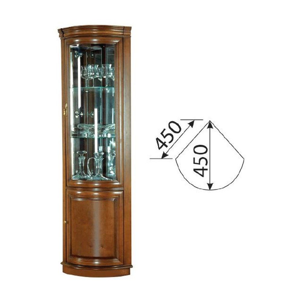 Eckvitrine Rustikaler Vitrinenschrank im klassischen Design mit Glastüren