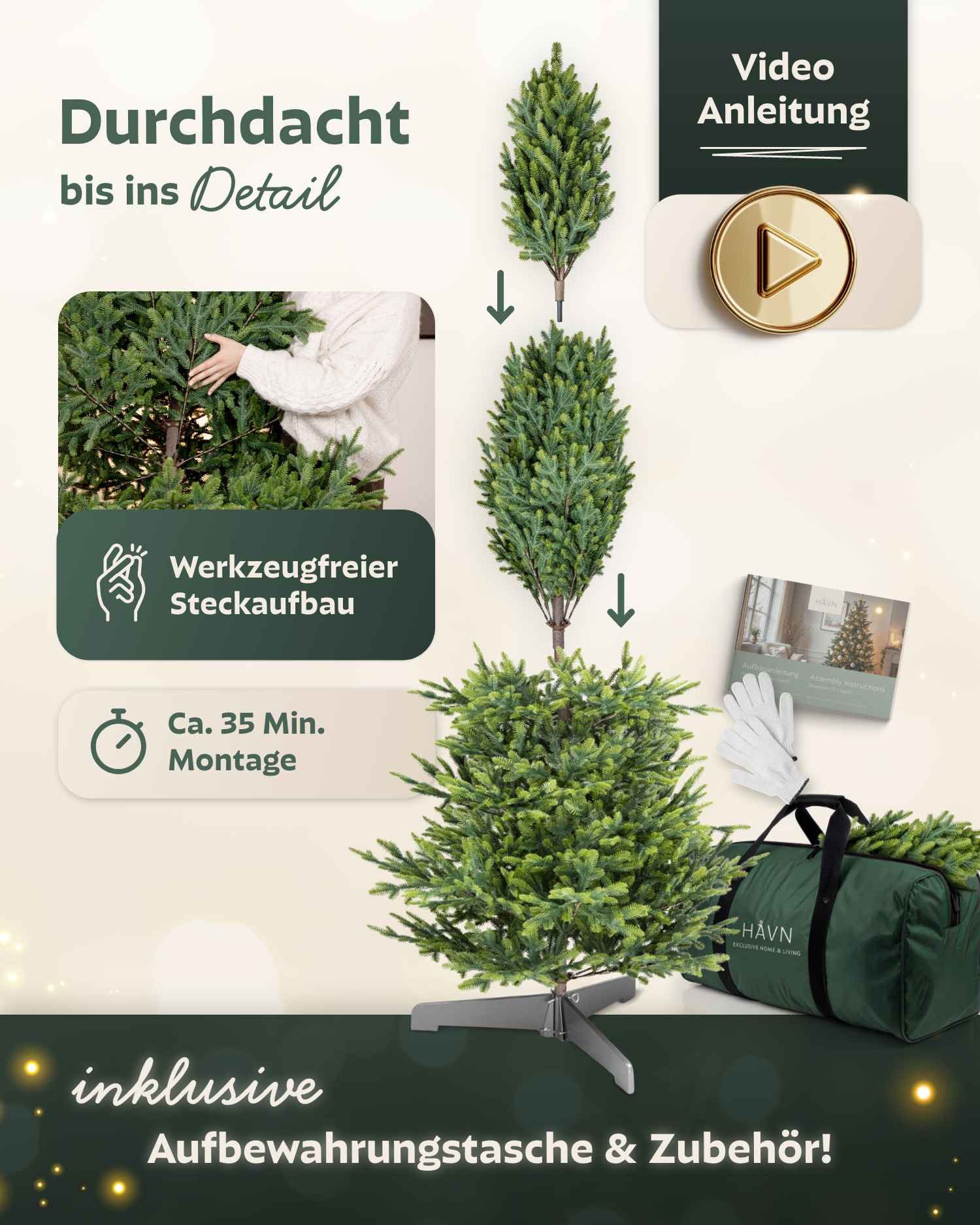 HAVN Künstlicher Weihnachtsbaum Håvn® Künstlicher Weihnachtsbaum Tannenbaum Livgrön 100 % Spritzguss