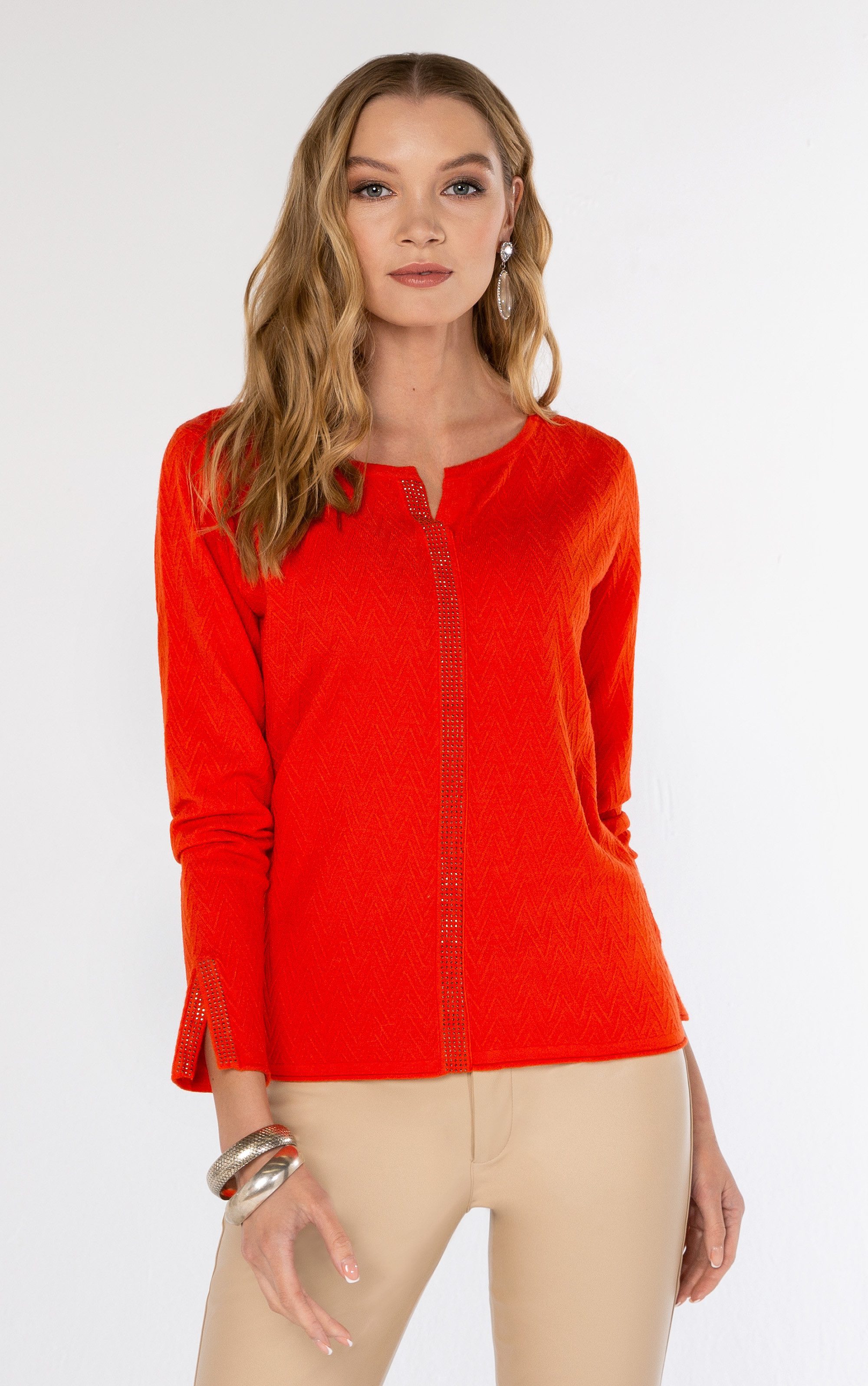 Passioni Strickpullover mit Zick-Zack-Strickmuster günstig online kaufen