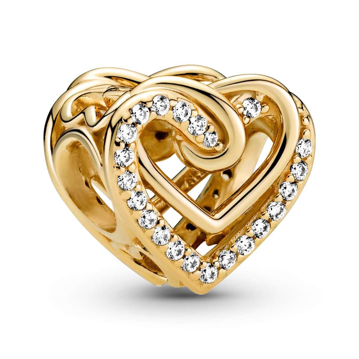 Pandora Bead 769270C01, Funkelndes Verschlungenes Herz Goldfarben