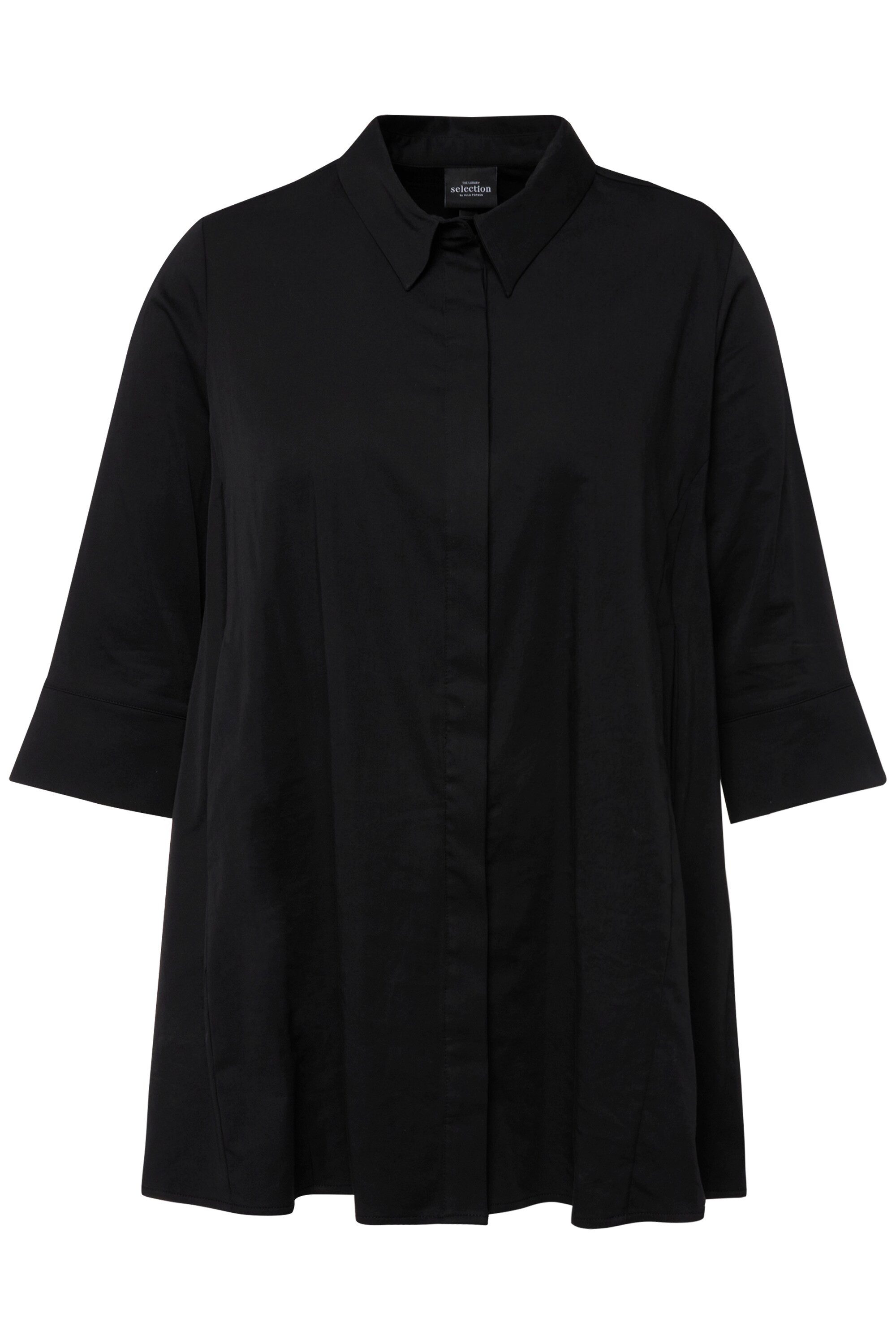 Ulla Popken Hemdbluse Bluse Godet-Einsätze A-Linie günstig online kaufen