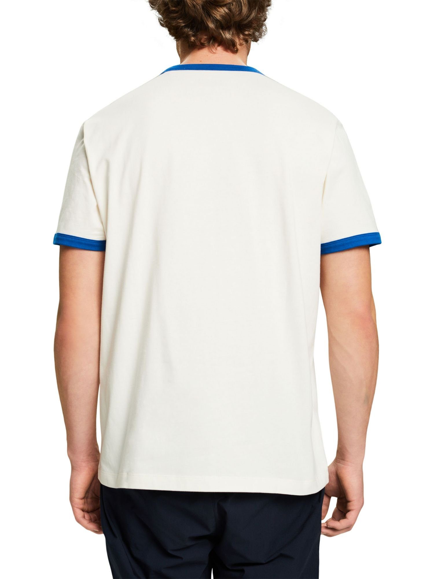 Baumwoll-T-Shirt (1-tlg) mit und WHITE OFF Logo Rundhalsausschnitt T-Shirt Esprit