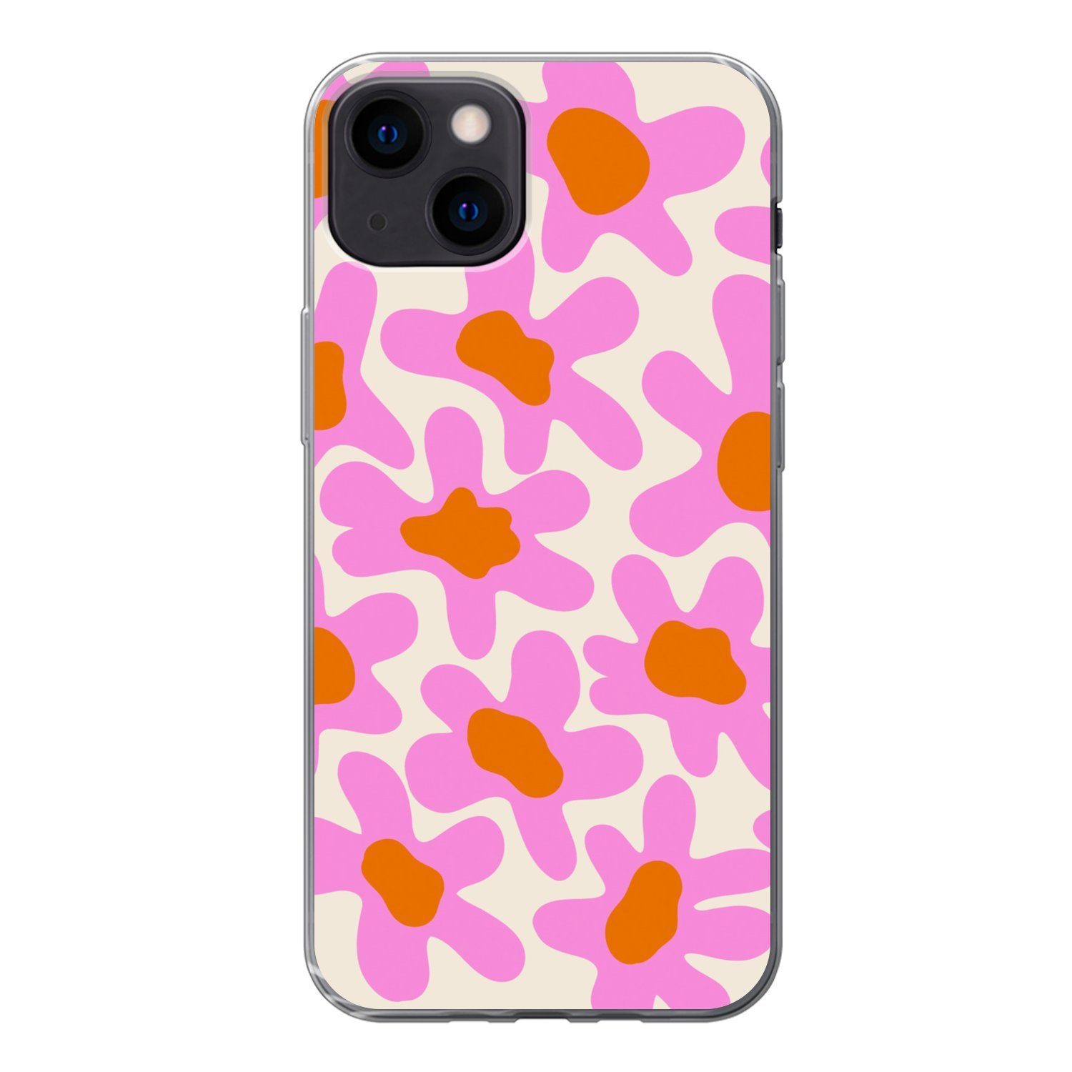 MuchoWow Handyhülle für Apple iPhone 13 Blume - Rosa - Muster, Smartphone-Bumper, Print, Handy Schutzhülle Dünn