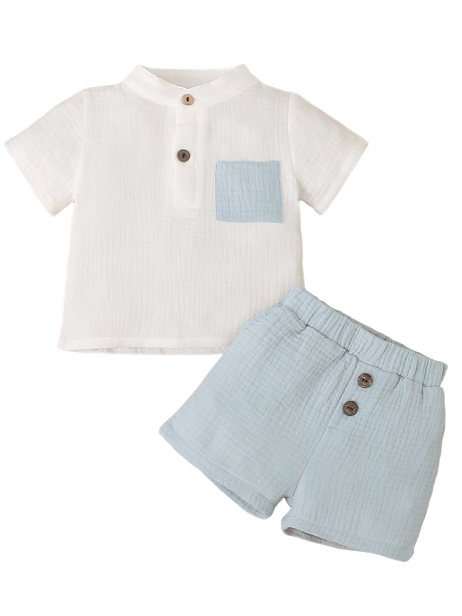 LAPA Shirt & Shorts 2-teiliger Freizeitanzug in Kontrastfarben für Baby Jungen Baumwoll-Softanzug