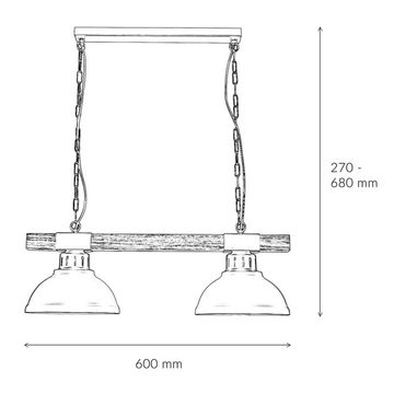 Licht-Erlebnisse Pendelleuchte HAKON, ohne Leuchtmittel, Hängelampe Vintage Shabby Küche Decke Lampe