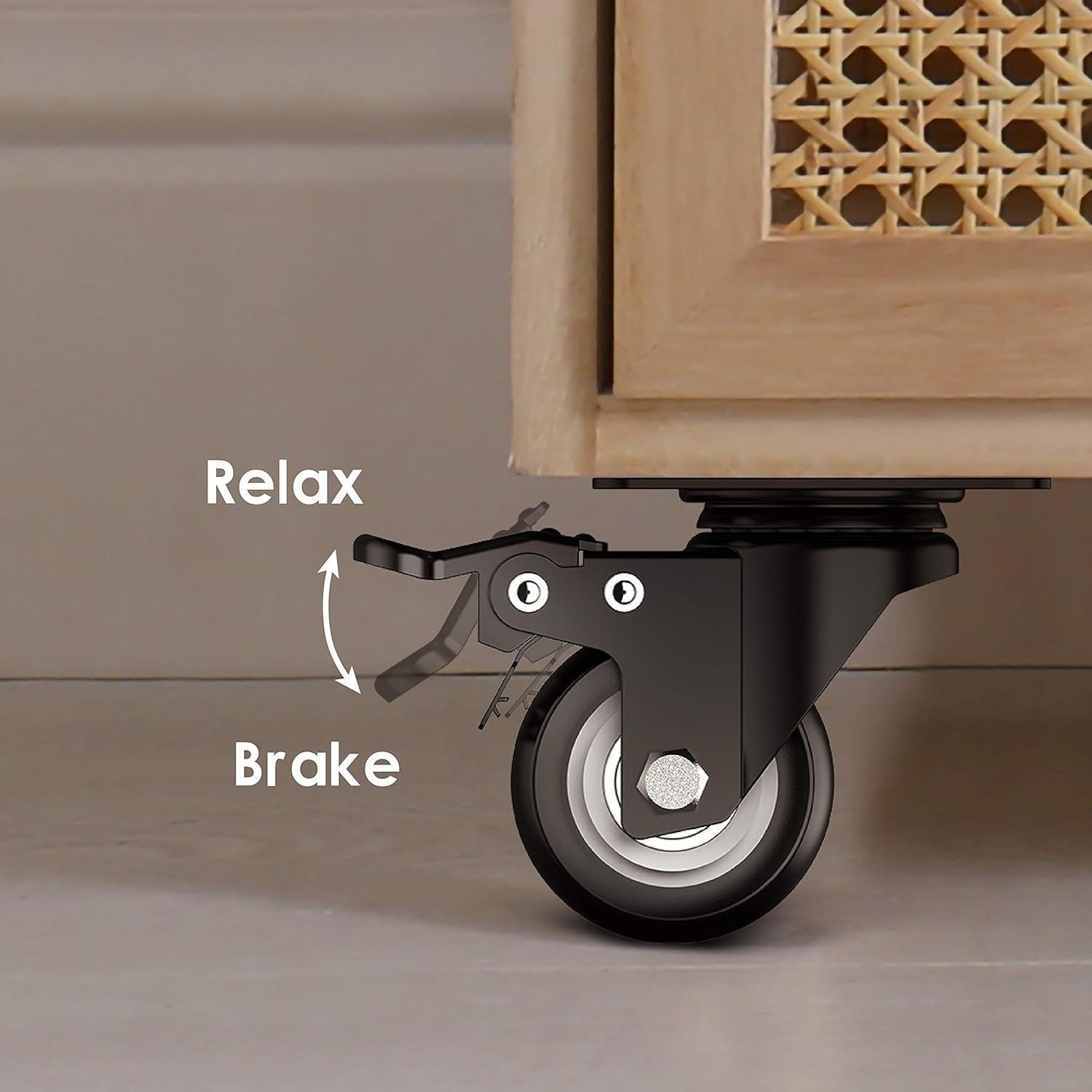 BlingBin Schwerlastrolle 4/8 Stücke 50mm Möbelrollen, Schwerlastrollen Lenkrollen mit Bremse, (4er Set, 4-St., 4 Stück), 360° Drehplatte Rollen Transportrollen  – Bild 5 von 5