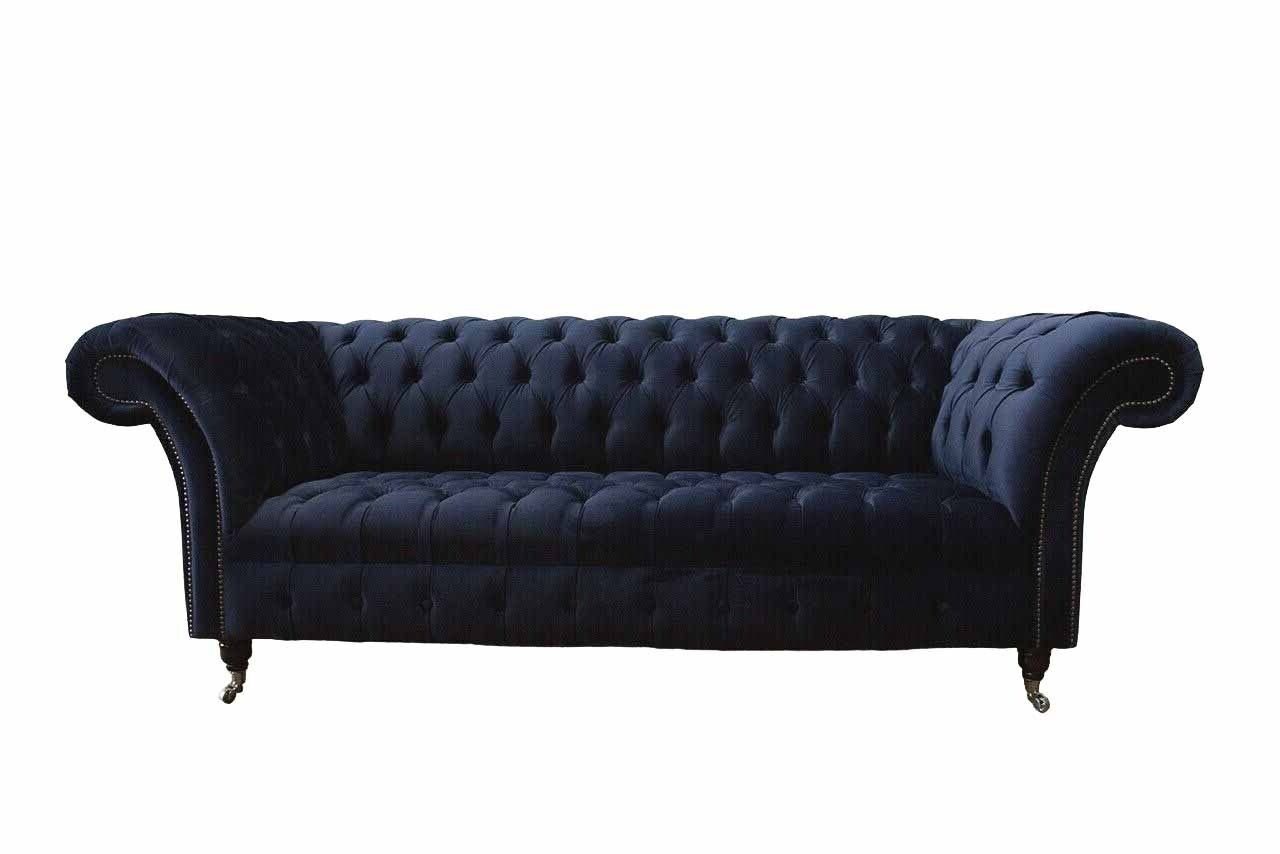 JVmoebel Sofa Luxus Sofa Dreisitzer Blau Stoff Textil Stil Couch Sofas Couchen Möbel, Made In Europe