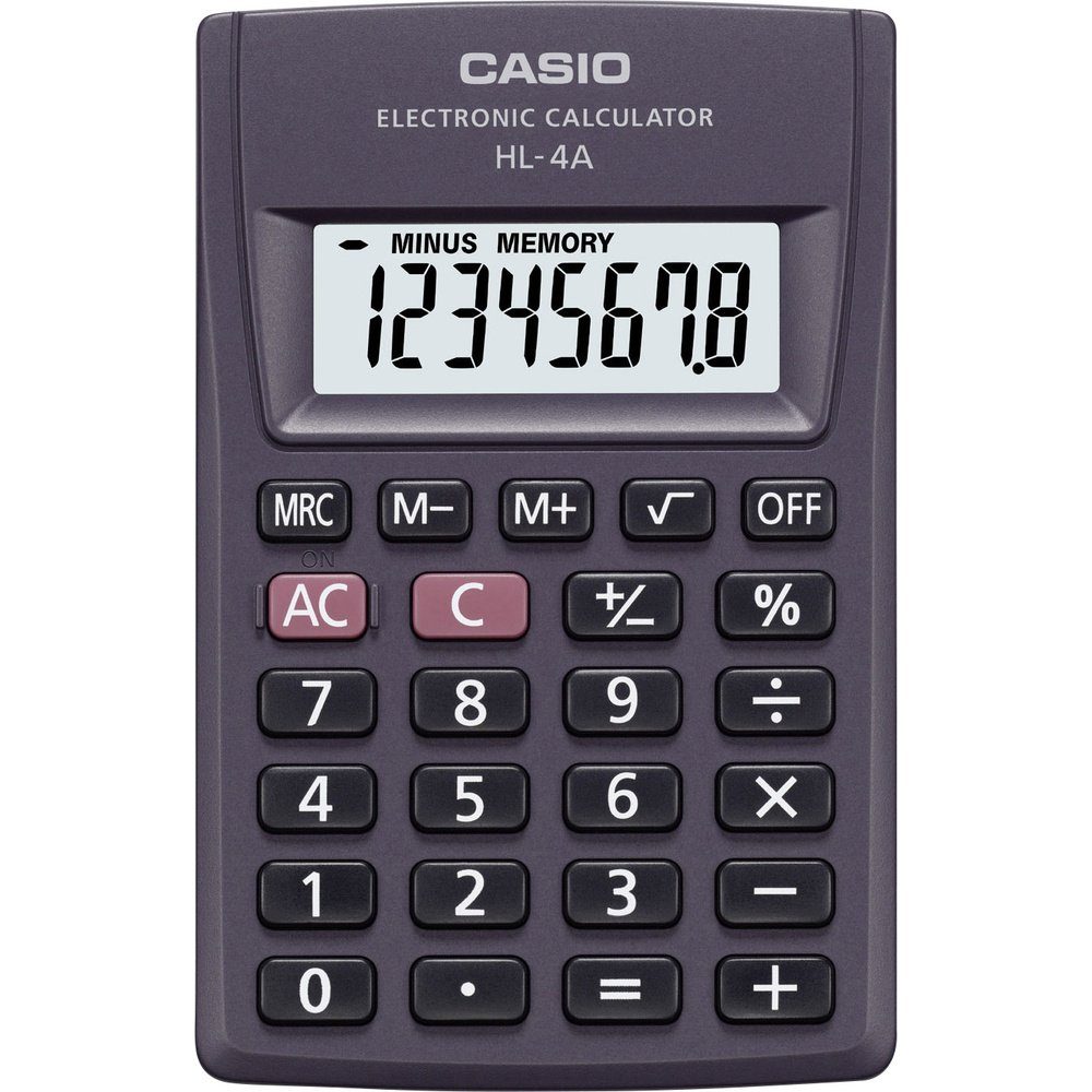 CASIO Taschenrechner Casio HL-4A Taschenrechner Anthrazit Display (Stellen): 8 batteriebet
