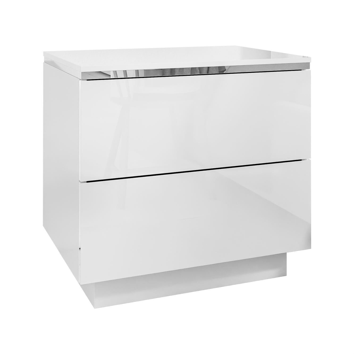 Lookway Nachttisch AURORA II SILVER mit LED‑Beleuchtung (1x Nachttisch), 50x48/53/54x37 cm – Bild 5 von 5