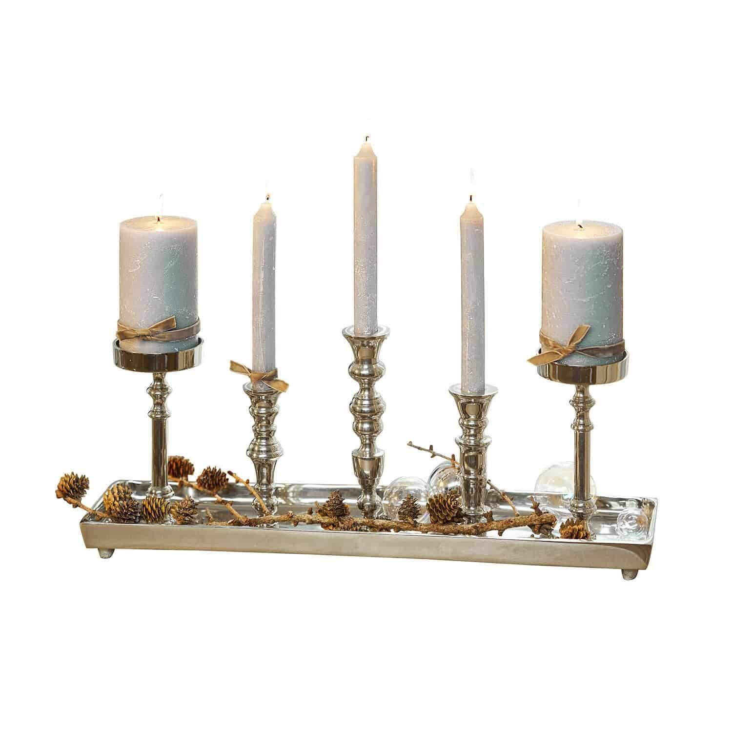 Mirabeau Kerzenständer Kerzentablett Alirra silber