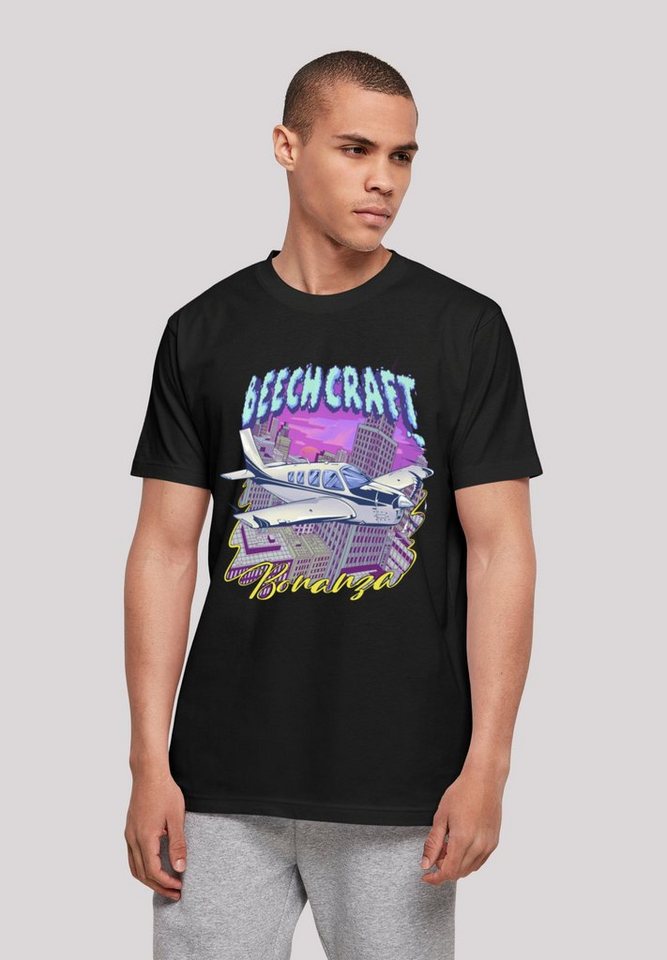 T-Shirt mit Tragekomfort Print, Skyline weicher Beech Baumwollstoff Sehr F4NT4STIC hohem