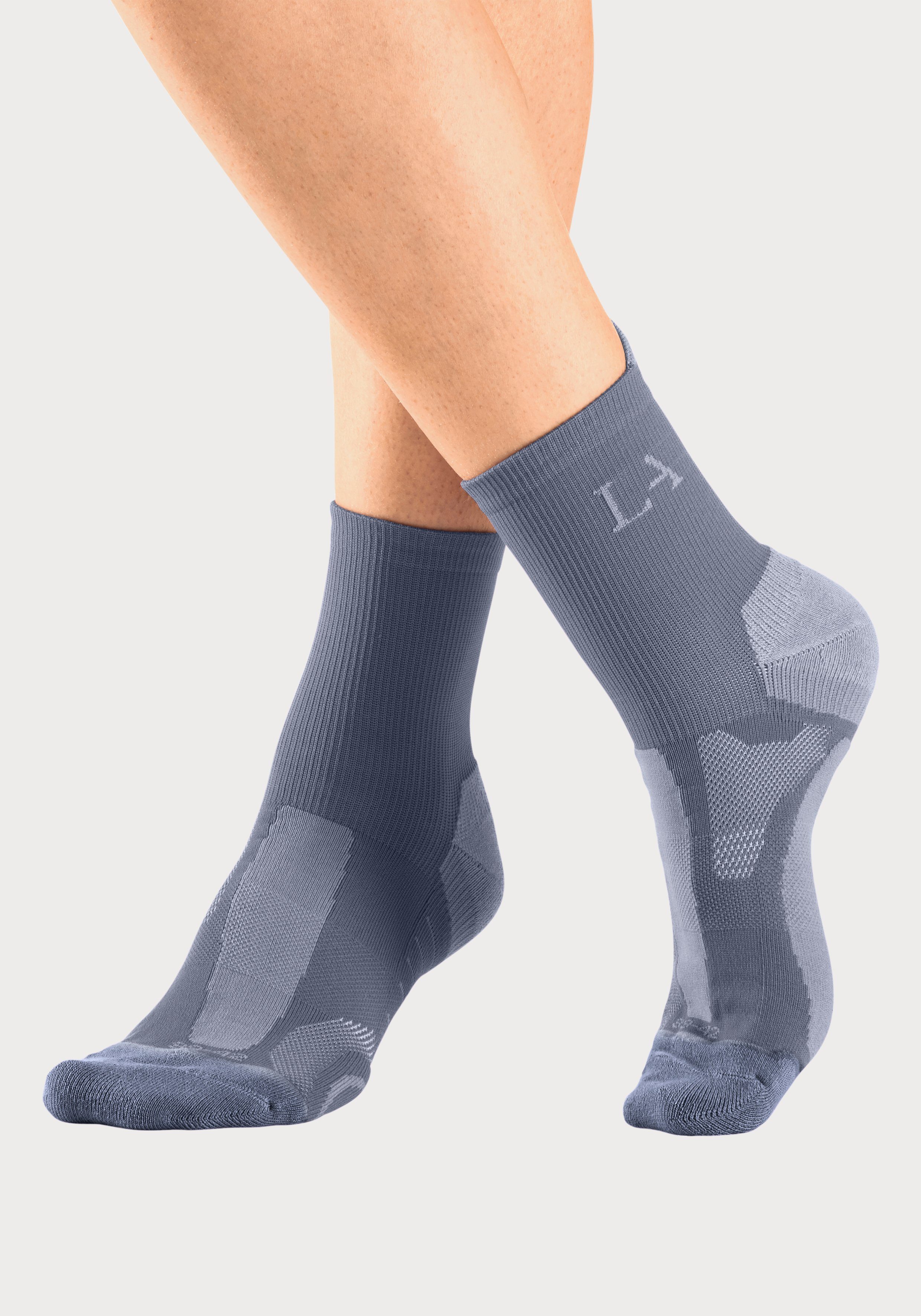 LASCANA ACTIVE Wandersocken Damen Kurzsocken für Laufen Wandern gepolsterte Socken (Packung, 3-Paar, Quarter) mit verstärkten Belastungszonen