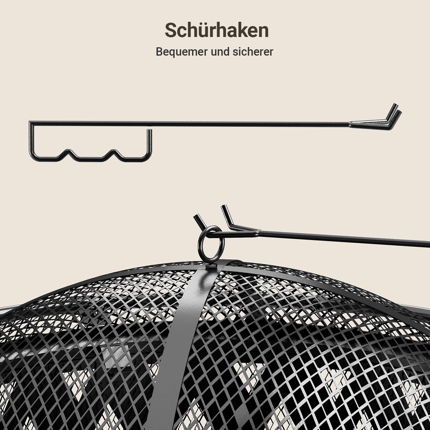 Bealife Feuerschale,2 in1 Feuerschalenfür,mit Funkenschutz Grillrost