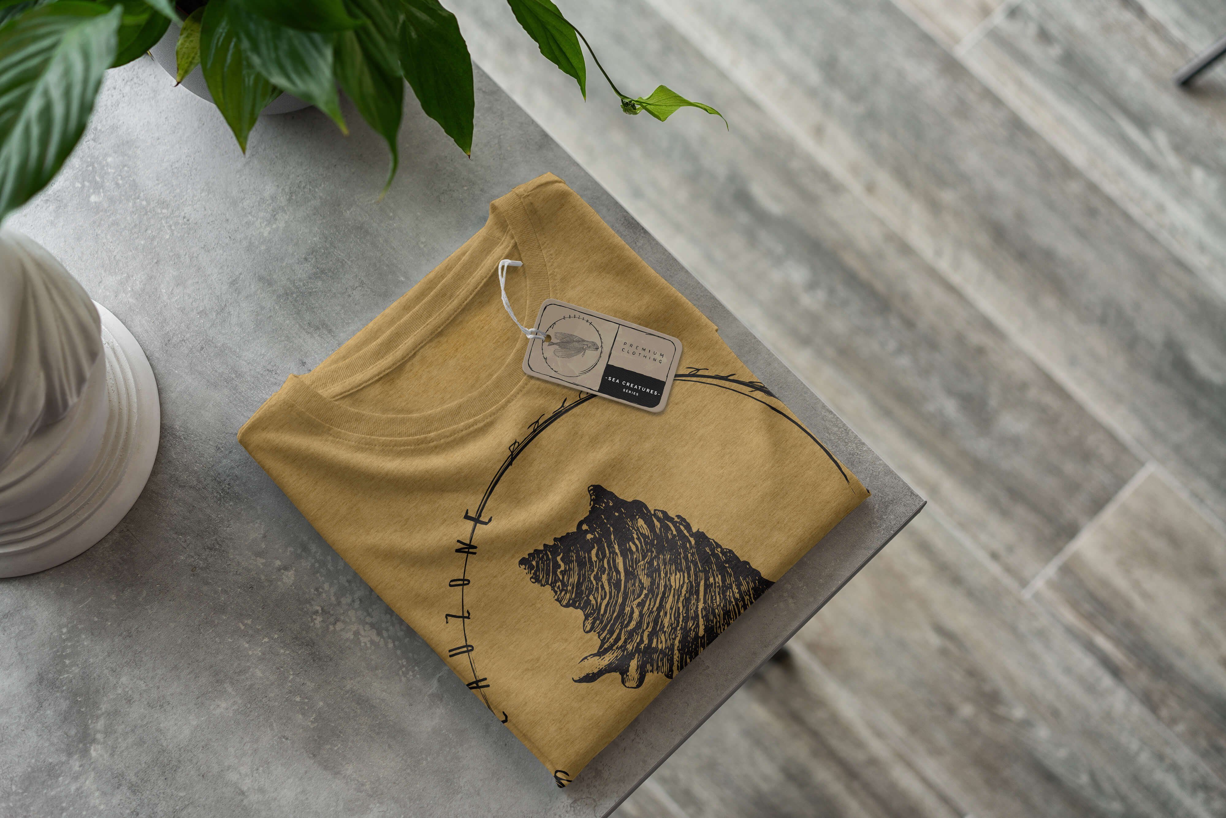 Serie: Sinus - Sea feine Schnitt und Struktur Antique Gold Fische sportlicher / Art 046 Sea Creatures, T-Shirt Tiefsee T-Shirt