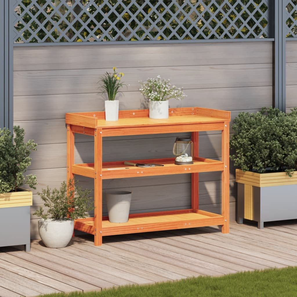 vidaXL Blumenständer Pflanztisch mit Ablagen Braun günstig online kaufen