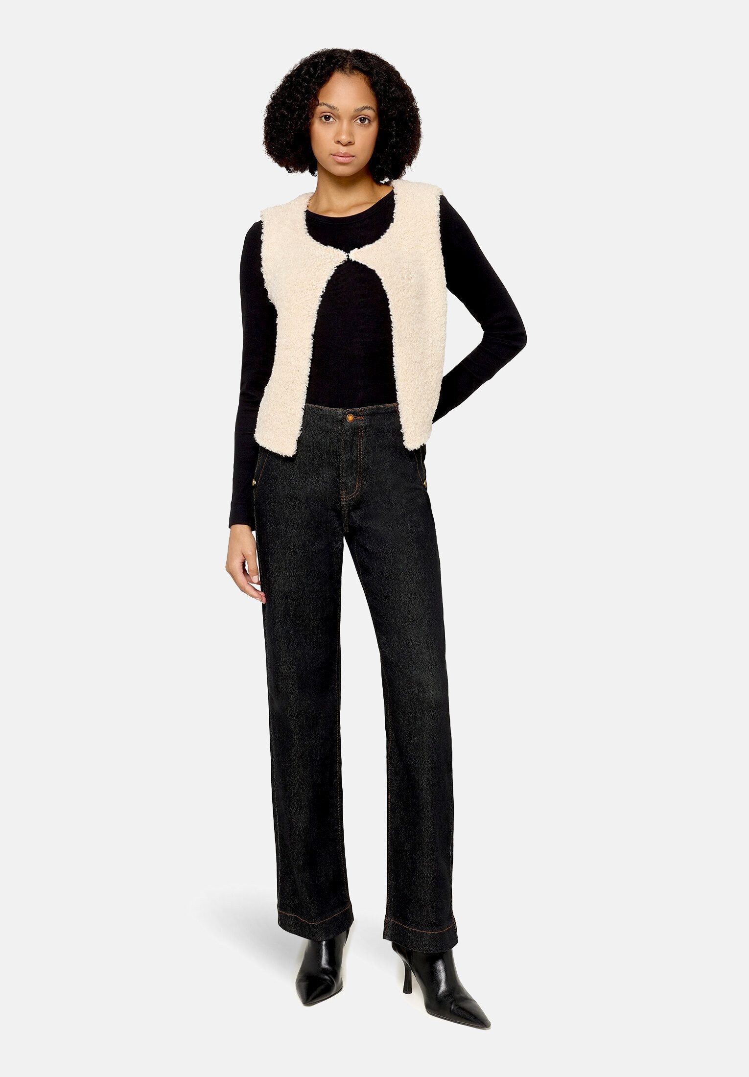 Cartoon Strickjacke Damen mit Rundhalsausschnitt (1-tlg)