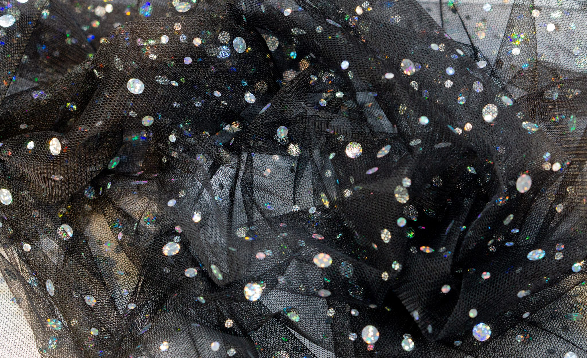 Jirex Trading Company Stoff Tüll Stoff Pailletten Tütü Meterware 155 cm breit schimmern Dekostoff