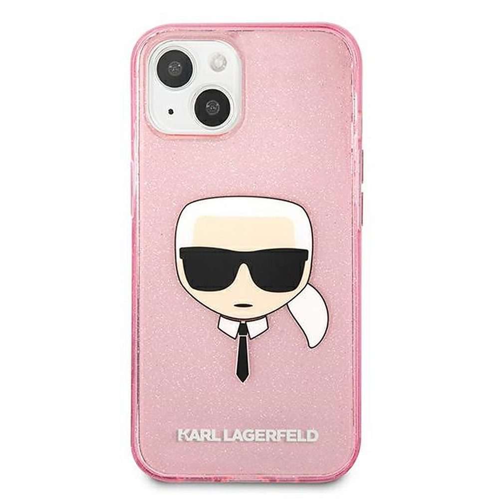 KARL LAGERFELD Handyhülle Schutzhülle Glitzerhülle Designerhülle 5,4 Zoll, Glitzereffekt, Karlskopf-Motiv, Hardcase, abriebfest