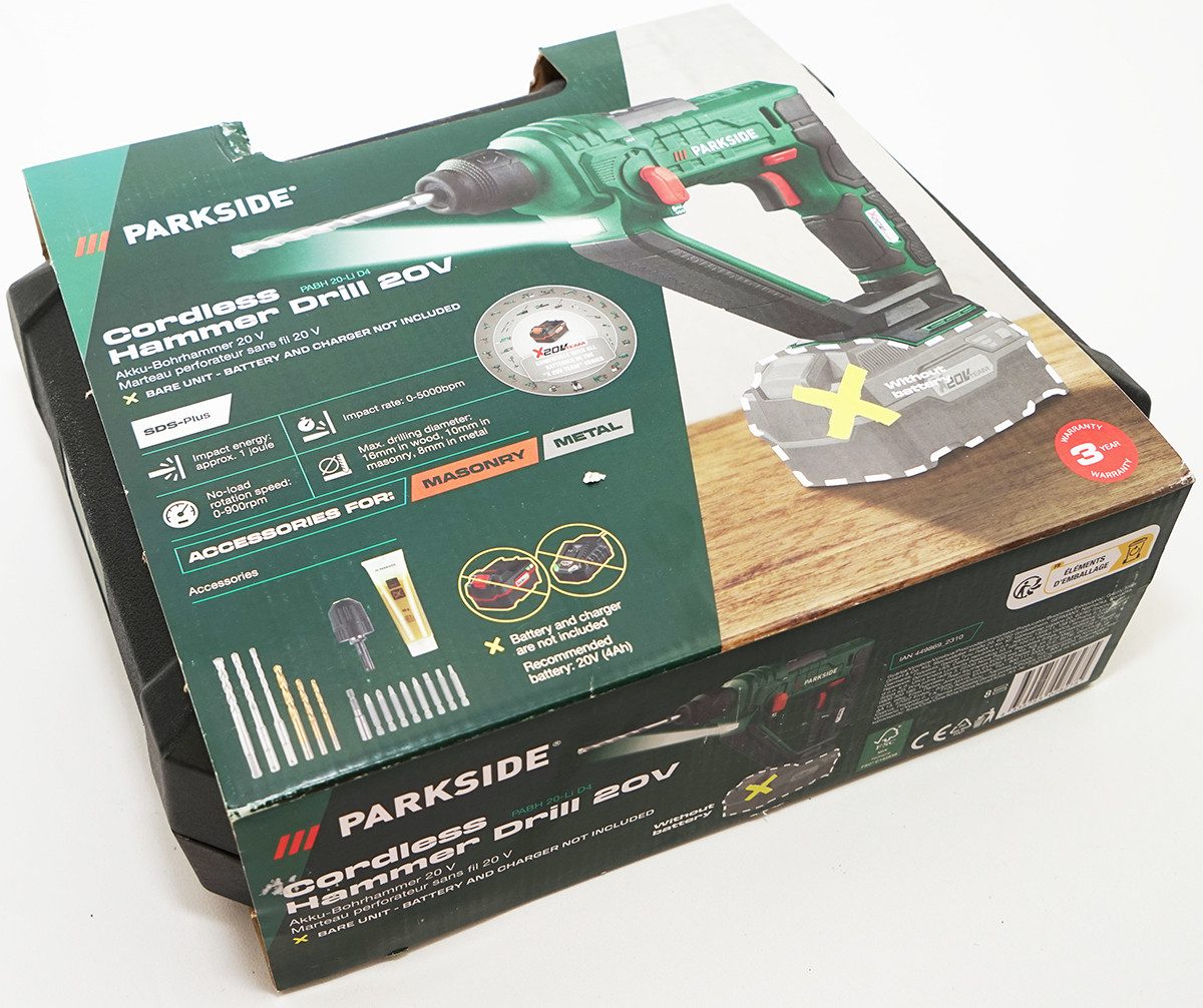 Parkside Akku-Bohrhammer PABH 20-Li, 20 V, Werkzeugaufnahme nach dem SDS-plus-System