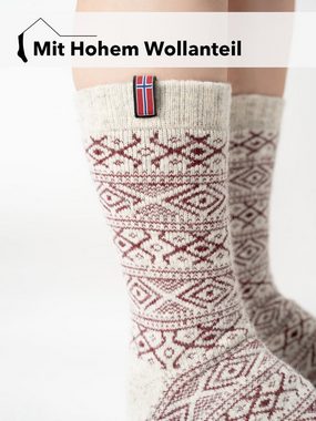 HomeOfSocks Norwegersocken Skandinavische Wollsocke "Norwegen" Nordic Kuschelsocken Aus Wolle Dicke Socken Hyggelig Warm Mit Hohem 80% Wollanteil In Norwegischem Design