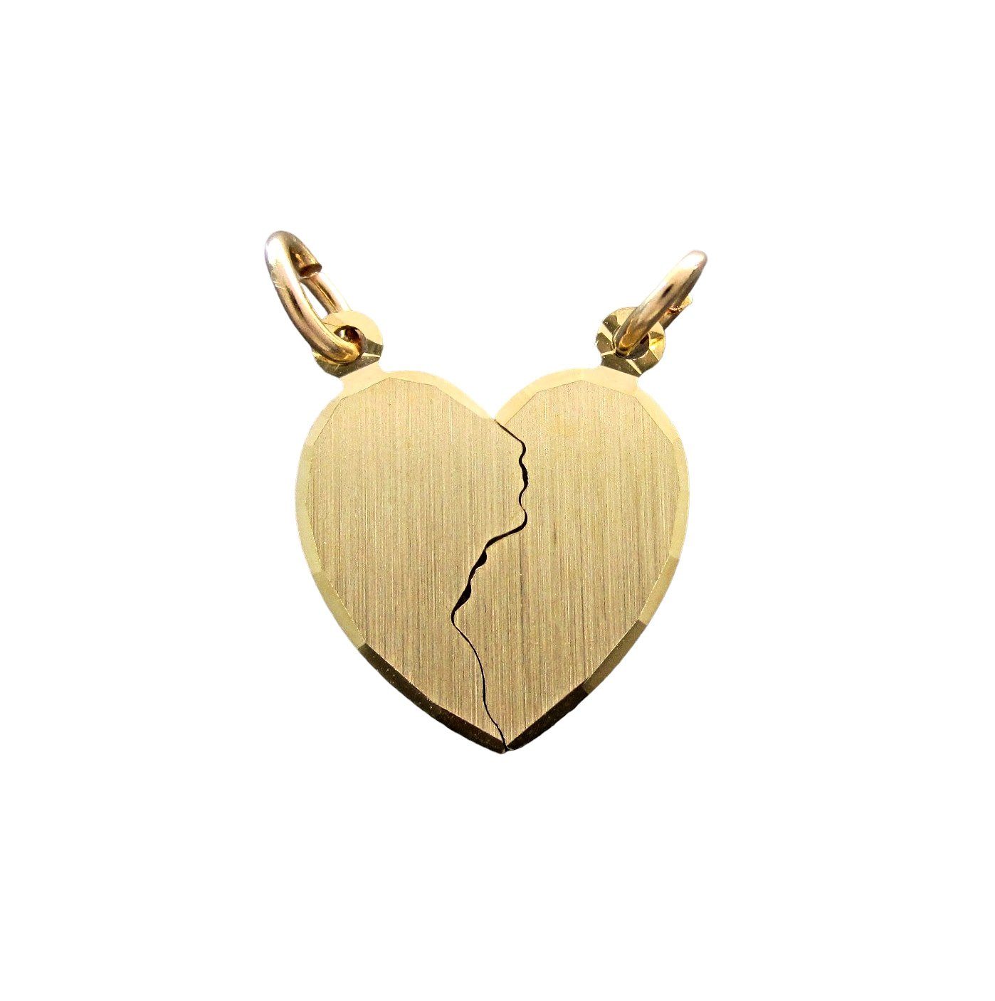 NICEANDnoble Kettenanhänger 585er Gelbgold Kettenanhänger Herz Partnerherz, Amor-Aufkleber auf der Rückseite