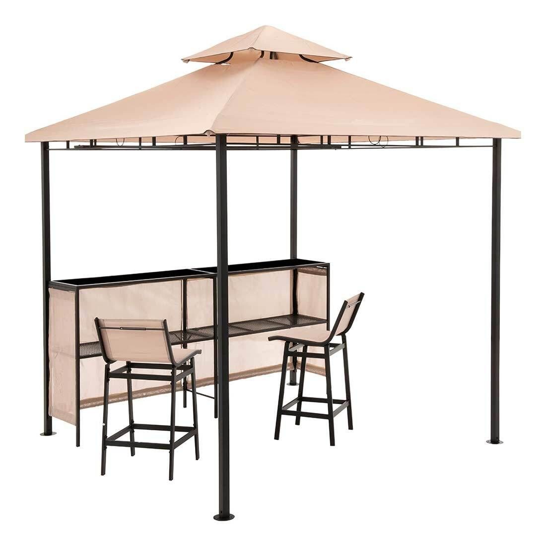 OUTLIV. Pavillon OUTLIV. Gartenpavillon mit Bar & 2 Stühlen Beige, Pulverbeschichteter Rahmen