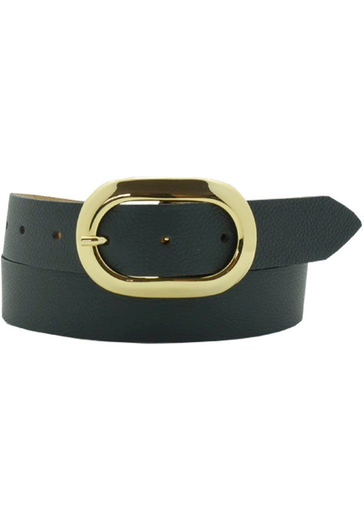 AnnaMatoni Ledergürtel Mit goldfarbener ovaler Gürtelschnalle