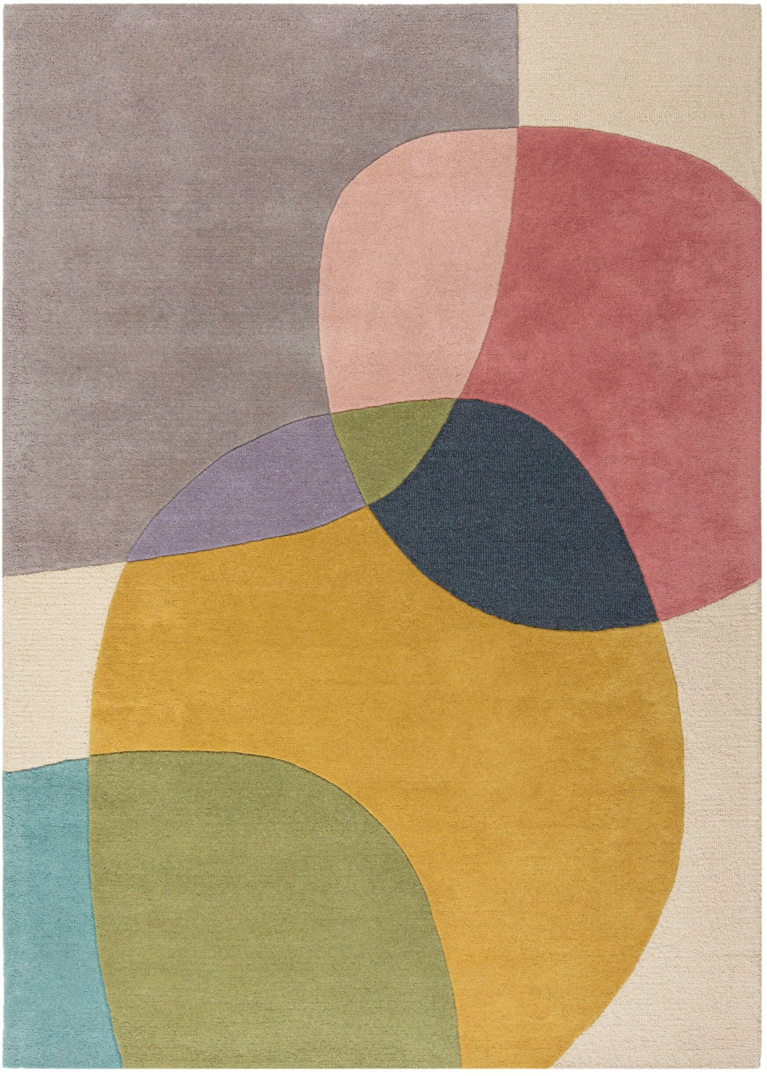 FLAIR RUGS Wollteppich Glow, gemustert & modern, rechteckig, Höhe: 8 mm, fußbodenheizungsgeeignet, mit Hoch-Tief-Effekt