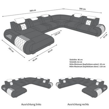 Sofa Dreams Wohnlandschaft Stoff Polsterstoff Sofa Rimini XXL H Strukturstoff Stoffsofa, Couch wahlweise mit Bettfunktion