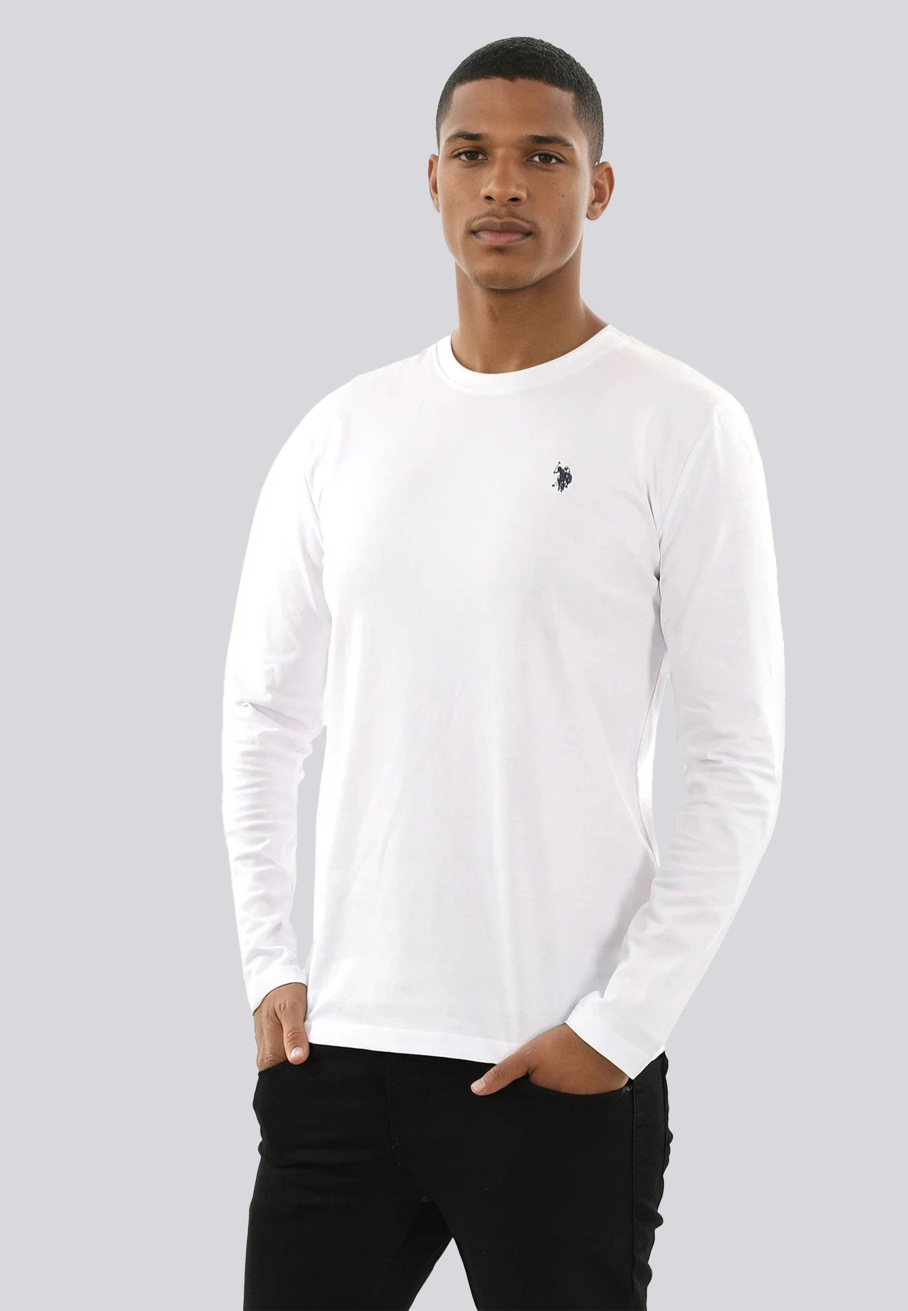 U.S. Polo Assn. Longsleeve USAaron – Herren Langarmshirt mit Logo-Stickerei Aus 100 % Baumwolle, mit Rundhalsausschnitt und klassischer Passform