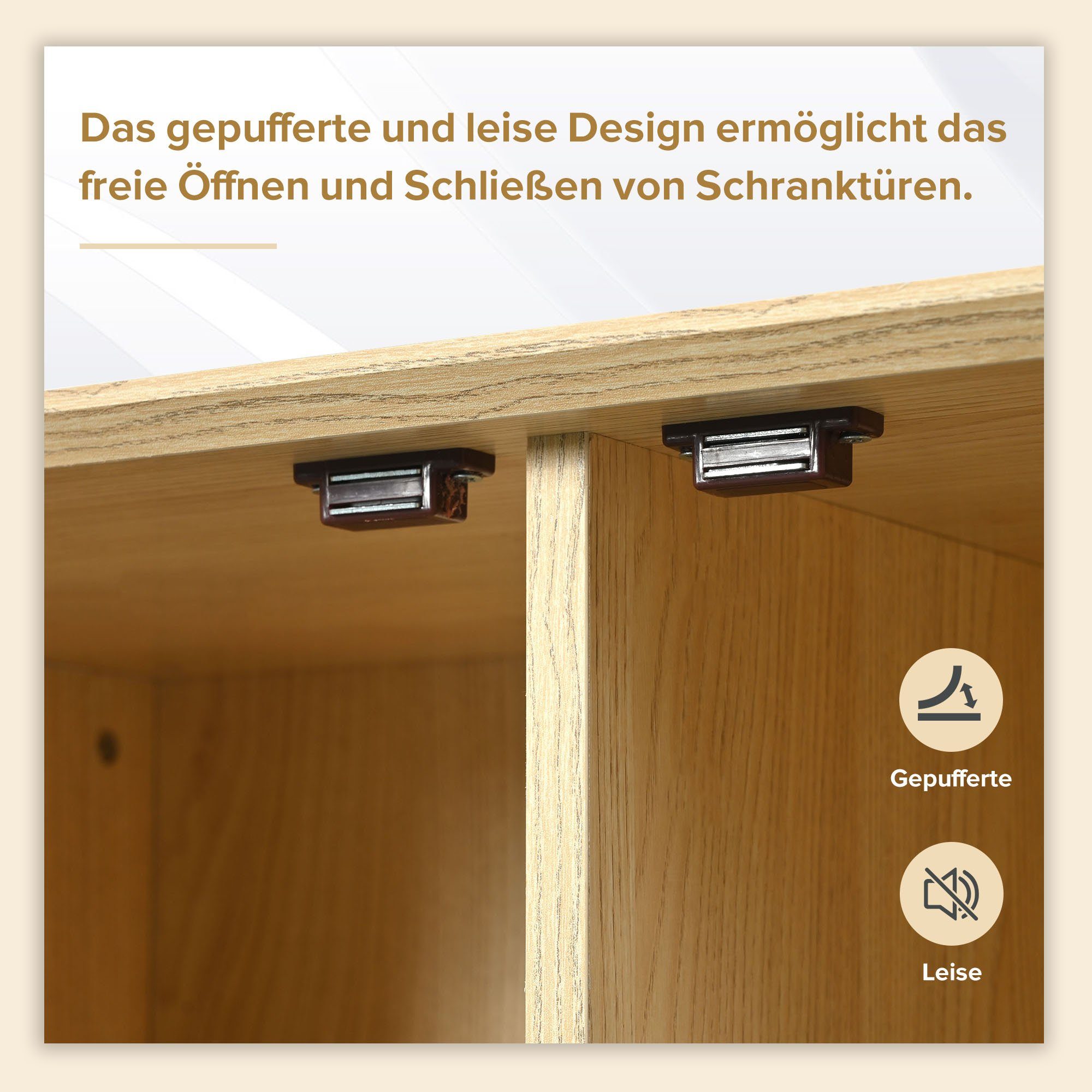 Merax Sideboard Landhausstil mit Schublade und 6 Fächer, Kommode mit Rattangeflecht,Anrichte,TV-Board,B:120cm