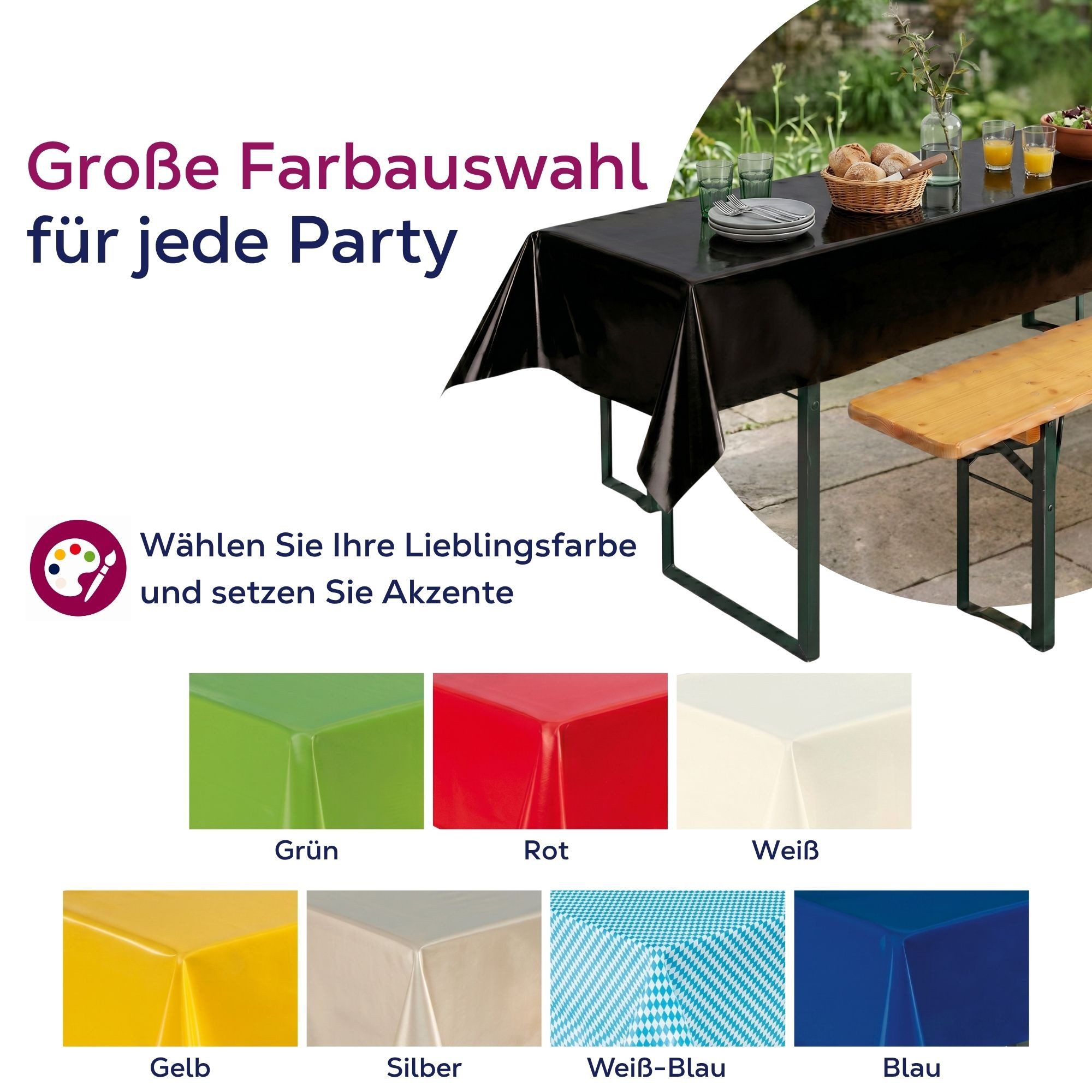 Beautex Tischdecke, Partytischdecke, für Biertischgarnituren, 100x250cm, viele Farben (1-tlg), wasserabweisend, abwaschbar, lebensmittelecht, strapazierfähig