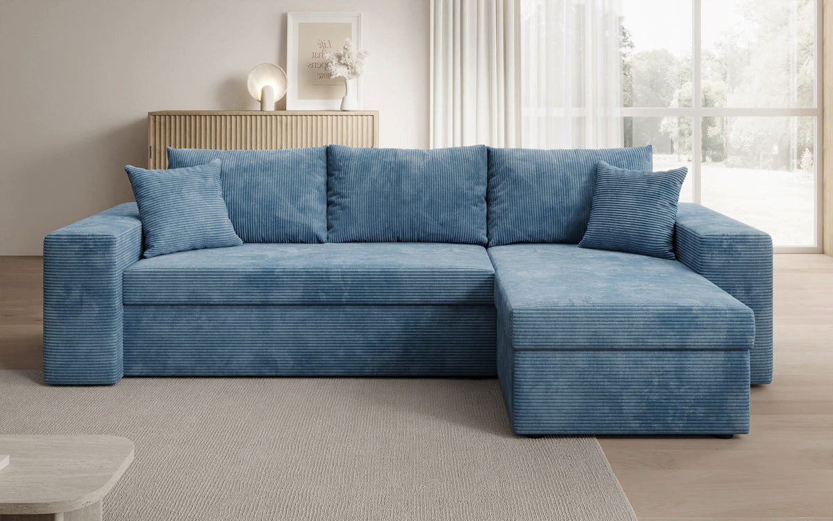 Luxusbetten24 Schlafsofa Designer Sofa Denver in Cord, mit Stauraum und Schlaffunktion