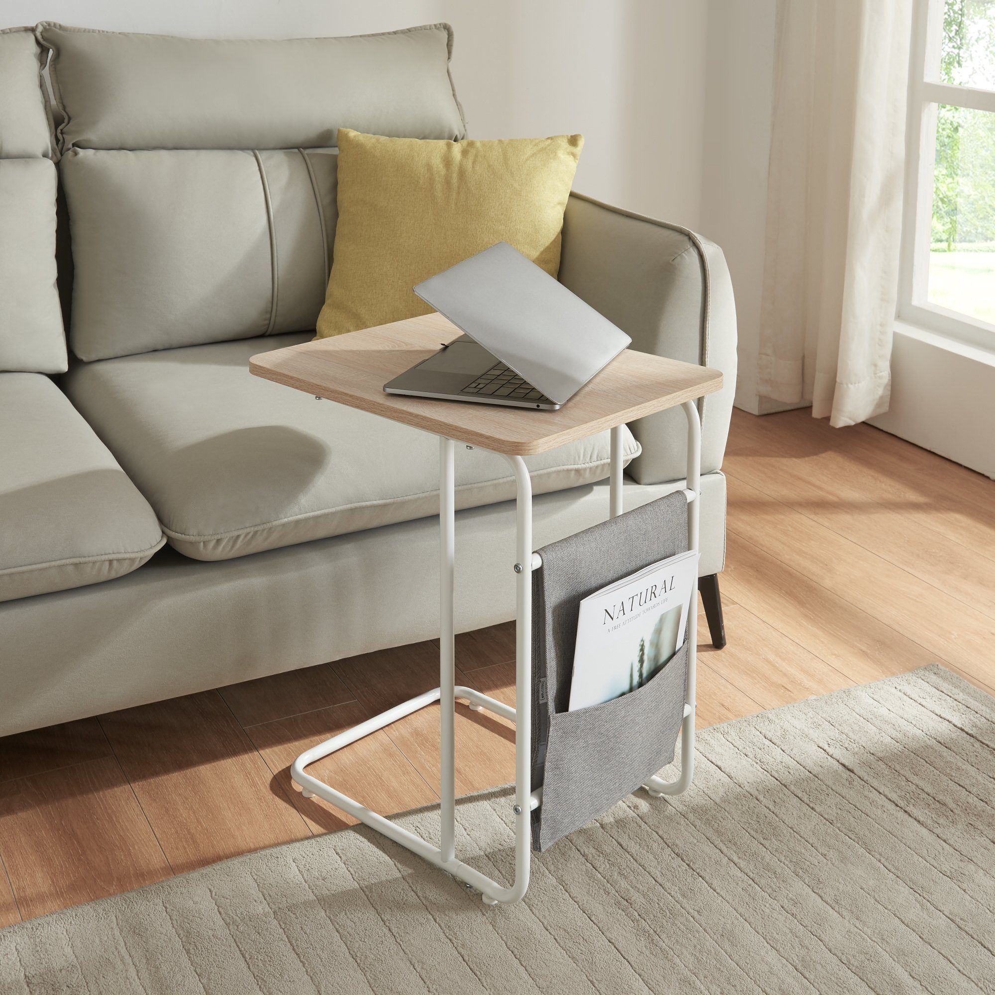en.casa Laptoptisch, »Dyrøy« mit Stofftasche 56x48x37cm Weiß / Eiche günstig online kaufen
