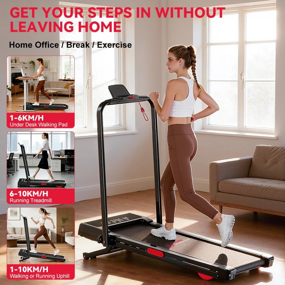 Hamlody Laufband klappbar elektrisch mit Steigung, Walking Pad für Zuhause (1–10 km/h Walking Pad, 2.5HP Motor, LED Display, Heimtrainer Laufband), Max.Tragfähi – Bild 3 von 5