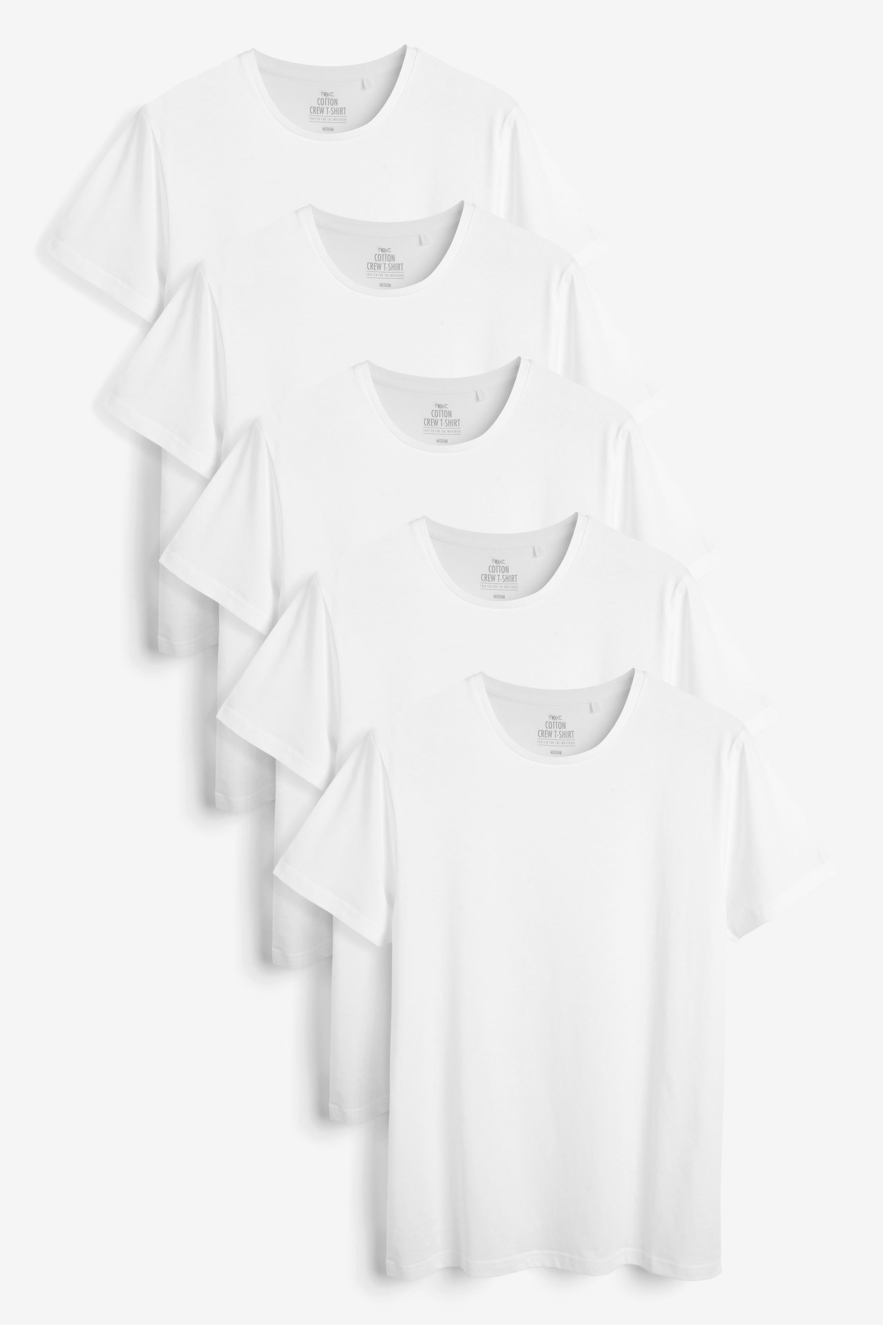 Next Unterhemd Weiße T-Shirts im Regular-Fit, 5er-Pack (5-St)