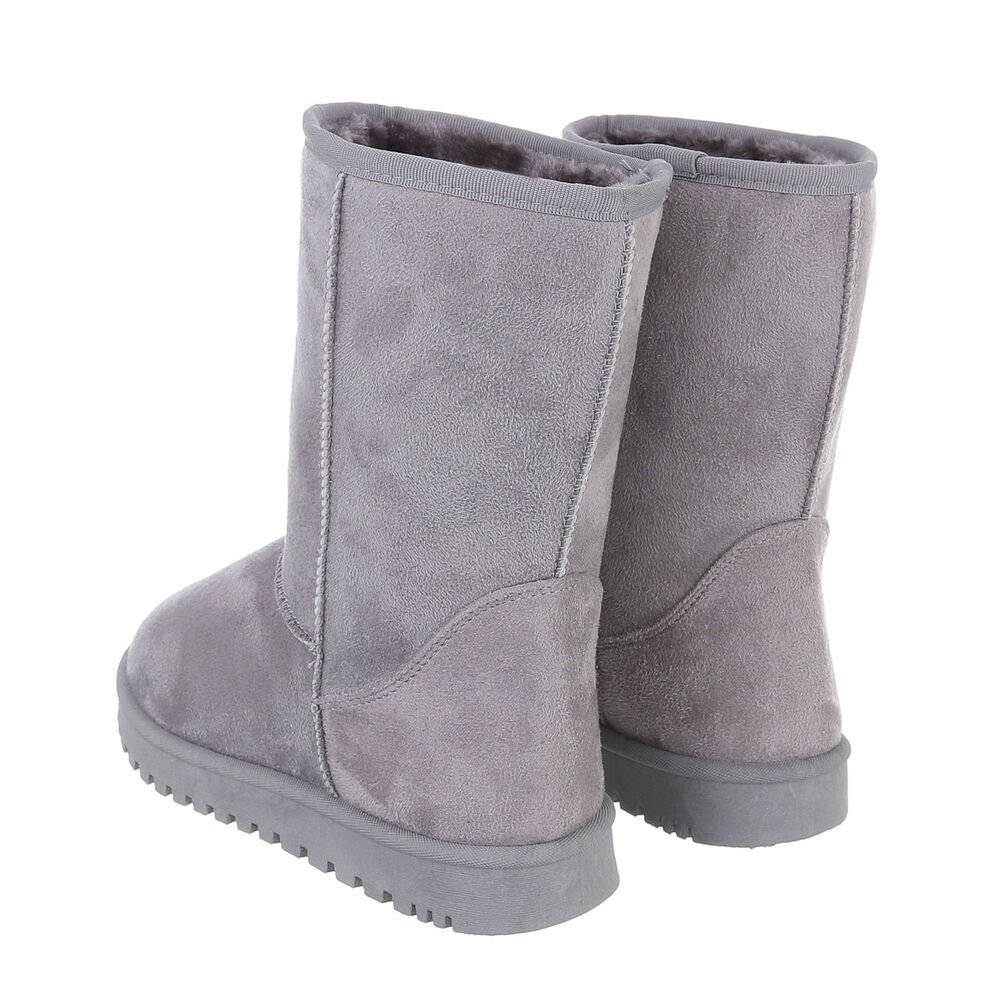 Snowboots Damen in Ital-Design Freizeit Grau Snowboots Flache Stiefeletten Flach