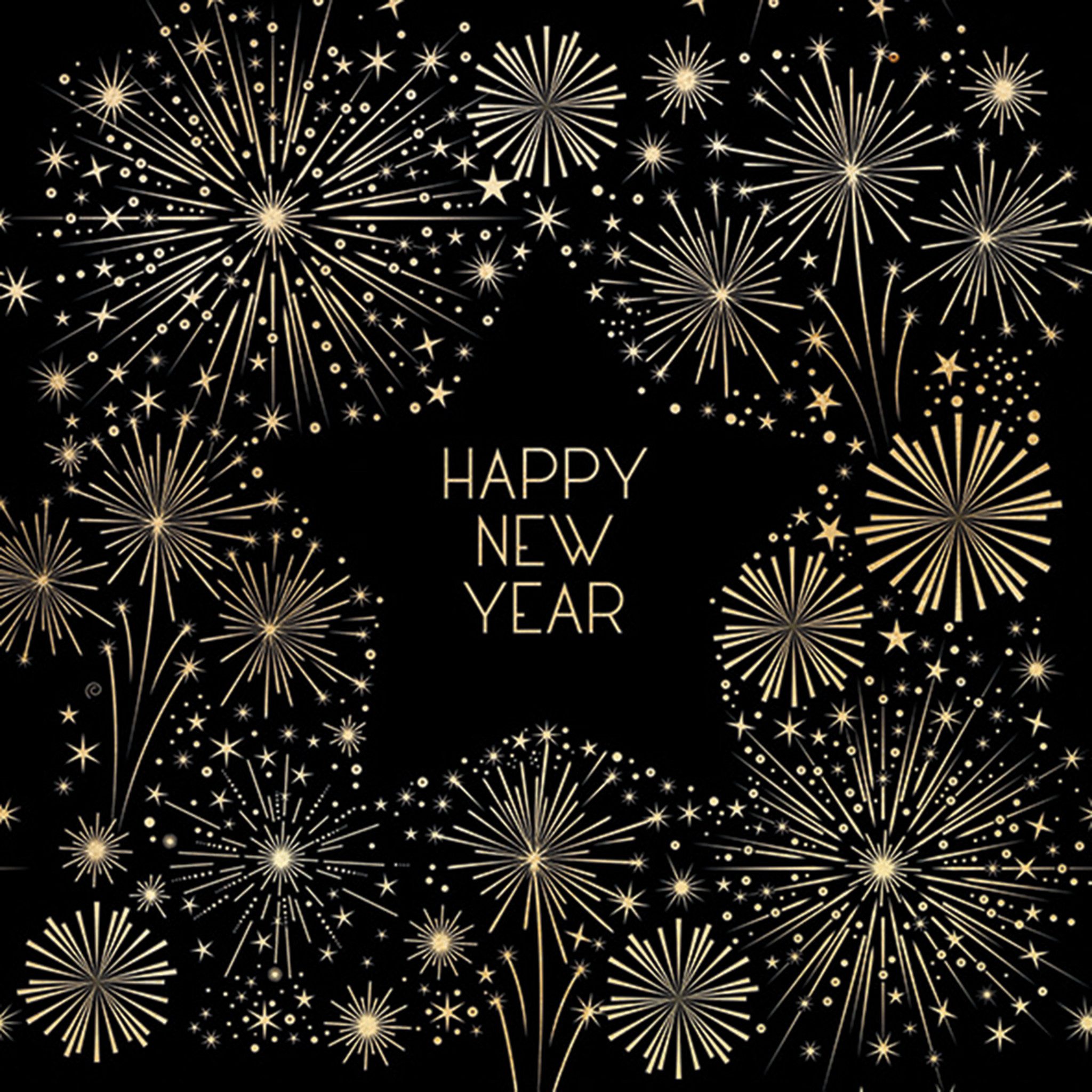 Ambiente Luxury Paper Products Papierserviette, Servietten Papier 33x33cm 3-lagig mit Happy New Year Motiv 20 Stück