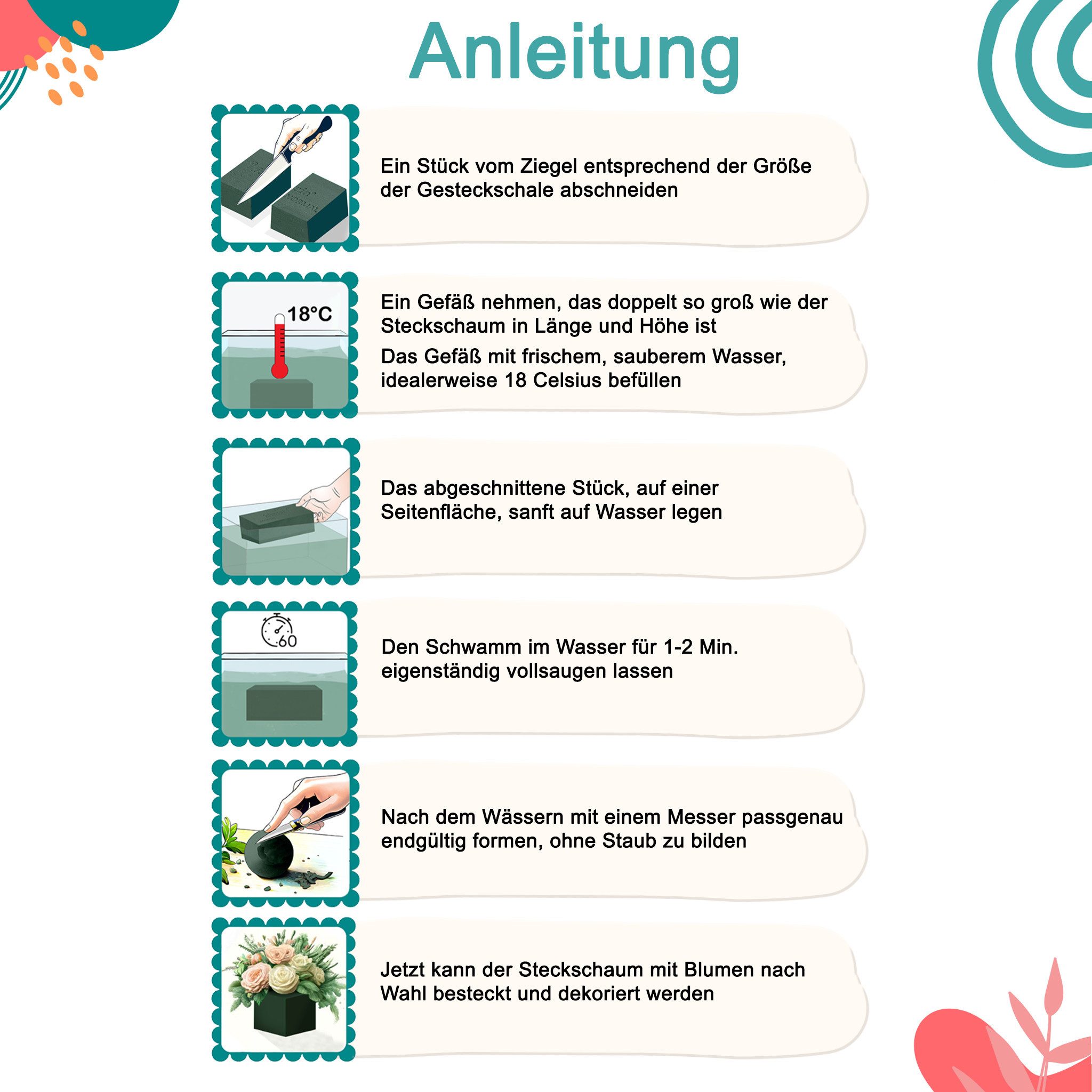 Creativery Bastelmoos, Nass Steckschaum Herz 20x18x6cm mit Holzständer H.23cm