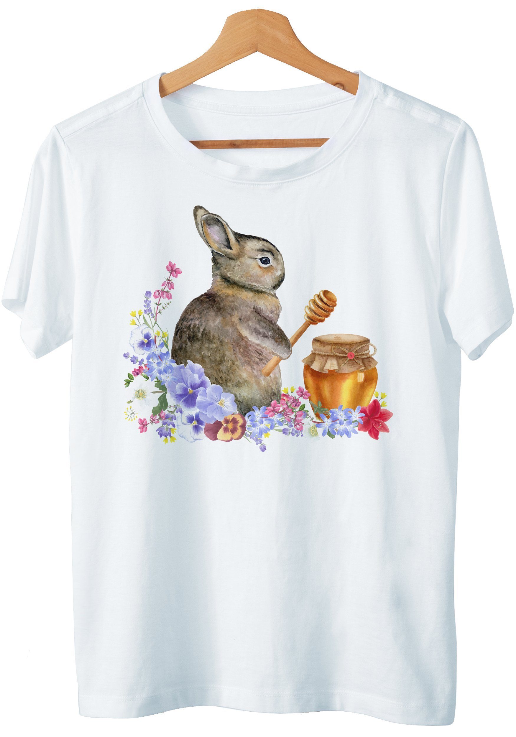 T-Shirt Oster Hase mit Honig Osterhasen Design