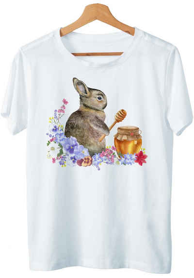 Art & Detail Shirt T-Shirt Oster Hase mit Honig Osterhasen Design passend zu Ostern