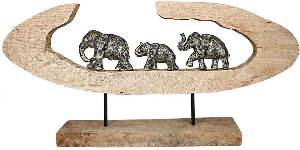 Casablanca by Gilde Tierfigur Skulptur Elefantenfamilie (1 St), Indoor -  Gilde Alu + Mangoholz Elefantenfamilie