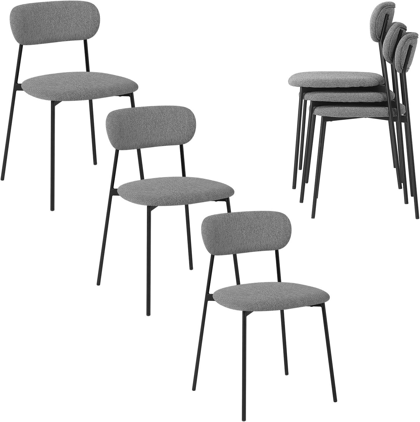 EUGAD Esszimmerstuhl (6 St), 4er Set, für Esszimmer Küche Wohnzimmer, Metallbeine, Leinensitz
